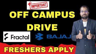 Bajaj Urgent Hiring Announced For Freshers  Must Apply Jobs  OFF Campus Drive For 2025, 2024, 2023 B