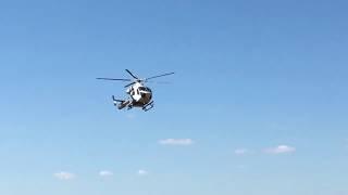A rendőrség MD 902-es típudú helikopterének érkezése a hajdúszoboszlói repülőtérre.(2019.09.05.)