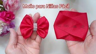 Moño de Listón Gros para Niñas, fácil y rápido de hacer | DIY Grosgrain Ribbon Bow