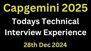 Todays Capgemini Technical Interview Questions And Answers For Freshers | Capgemini Interview