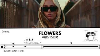 "Flowers" - Miley Cyrus - Drum Sheet Music - PLAY ALONG! 