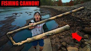 I Built A $90 Homemade FISHING CANNON! (DIY bait launcher)