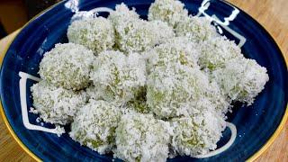 马来西亚传统糕点椰丝椰糖香兰糯米球Ondeh-Ondeh Coconut Sugar Pandan Sticky Rice Ball Ondeh-Ondeh