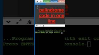 palindrome code in one line #palindrame #code #python #interview #shorts #viral