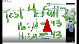 Test 4 from Fall 2022, Chapter 9-10.  Confidence Intervals and Hypothesis Testing