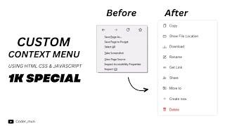Custom Right Click Context Menu in HTML CSS & JavaScript