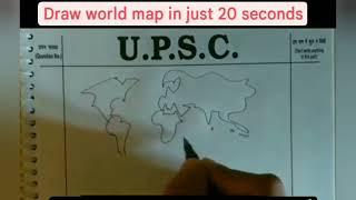 Draw World Map in Just 20 Seconds  #upsc #upscmains #upscanswerwriting #worldmap #lbsnaa #upsc2021