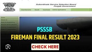 PSSSB Fireman Result 2023 | Cut Off Marks, Merit List