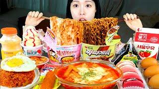 ASMR MUKBANG| Convenience store! Carbonara Fire noodles, Cheese Tteokbokki, Black bean noodles.