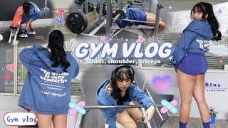 GYM VLOG: Train Chest, Shoulder & Triceps with a shy midsize gym girlie (Push day workout)