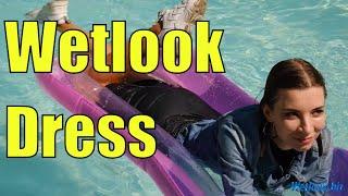 Wetlook dress | Wetlook girl swims in the pool dressed | Wetlook tights