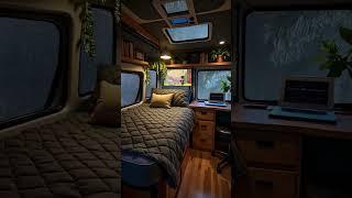 Cozy Van Life Setup Rainy Day Workspace in Nature #VanLife #TinyHome #WorkspaceGoals