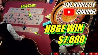  LIVE ROULETTE | HUGE WIN 7.000 In Las Vegas Casino  $100 Chips Inside Session  2024-06-25