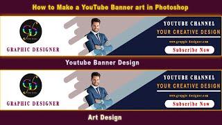 How to Make YouTube Banner art in Photoshop | Create YT channel art | Channel banner size 2560x1440