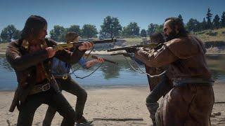 John & Arthur vs Bill & Javier 2v2 NPC Battle | Red Dead Redemption 2 Mods