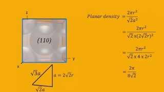 Linear and Planar Densities for Face Centered Cubic (FCC) Unit Cells