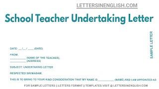School Teacher Undertaking Letter - Undertaking Format For Teacher