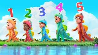 Number Song | Five Baby T-rex Went Out One Day | Beep Beep Nursery Rhymes