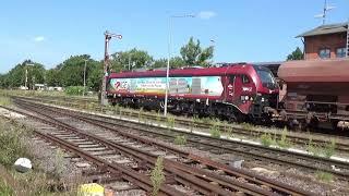 schwere Baustoffzüge mit der Eurodual im Bahnhof Haldensleben am 20.08.2024