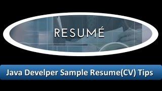 Java Develper Sample Resume(CV) Tips