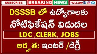 DSSSB RECRUITMENT 2021 | CENTRAL GOVT JOBS | CLERK JOBS | LDC | 10TH | INTER | DEGREE JOBS