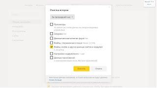 Как очистить файлы cookies или cash в Яндекс Браузере ?