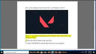 Fix Valorant Error Code VAN 1 on Windows 10/8/7