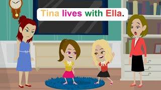 Tina lives in Ella's house - Funny English Animated Story - Ella English