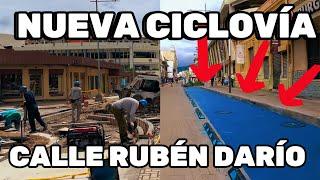 NUEVA CICLOVÍA EN LA CALLE RUBÉN DARÍO/ AVANZAN LOS TRABAJOS EN EL CENTRO HISTÓRICO DE SAN SALVADOR