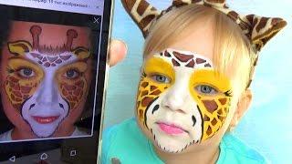 Алиса ЖИРАФ делаем аквагрим макияж для детей GIRAFFE face painting makeup for kids