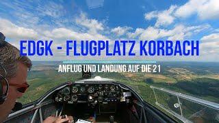 EDGK Korbach Piste 21 - Platzrunde, Anflug und Landung