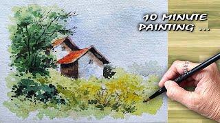  Best Landscape Painting for Beginners | Watercolor | Watercolour | जलरंग निसर्गचित्र पेंटिंग