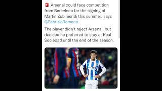 Arsenal could face competition from Barcelona for the signing of Martin Zubimendi this summer