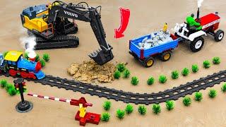 diy tractor making miniature Concrete bridge part 6 | Crossing a River Using BRICKS...