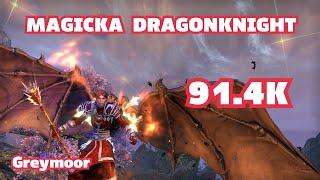 ESO PVE Magicka Dragonknight Vampire 91k+ (Greymoor) Build and Rotation in Description