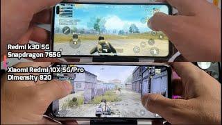 Dimensity 820 vs Snapdragon 765G Speed test/Gaming comparison! PUBG/Antutu/Redmi 10X vs Redmi K30 5G