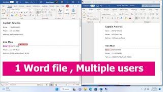 Make 1 Word file allow Multiple Users at the same time