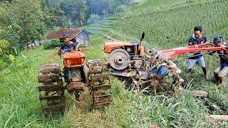 Joki muda Nekat...Traktor sawah lewat jalur extreme berbahaya.