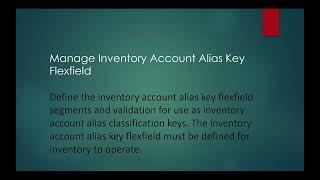 Manage Inventory Account Alias Key Flexfield