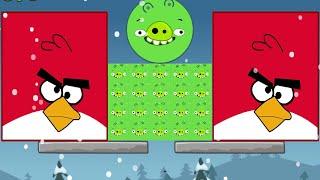 Angry Birds Kick Out Green Pigs - ALL SMALL SQUARE PIGS GOT DROPPED BY TWO GIANT BIRDS!