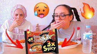 أول وأخر مرة نجربها الاندومي الكورية الحارّة spicy×3