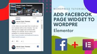 Add Facebook Page Widget to Elementor Both Free and Pro versions