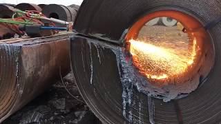 Flame Tech EM 2600 MT cutting through 22" thick coil