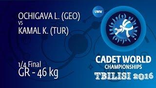 1/4 GR - 46 kg: K. KAMAL (TUR) df. L. OCHIGAVA (GEO) by TF, 8-0