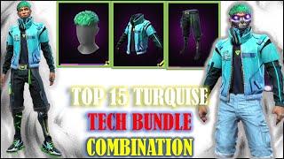 TURQUOISE TECH BUNDLE DRESS COMBINATION IN HINDI || LUCKY WHEEL EVENT NEW BUNDLE TOP 15 DRESS UP FF.