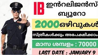 സൂപ്പര്‍ ജോലി  | IB ACIO Recruitment 2021| Intelligence Bureau  Notification Details in Malayalam