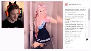 Pewdiepie reacts to BELLE DELPHINE'S LASAGNA Dance