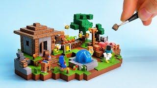 Making Minecraft Bee Farm Village Miniature - clay ASMR