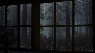 Rain On Window with Thunder Sounds - Rain in Forest at Night - 10 Hours
