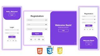 Responsive Login and Registration Form Using Html, CSS and JavaScript @TechnoWhiteFang